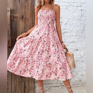 Pink floral summer dress. Xl (12)